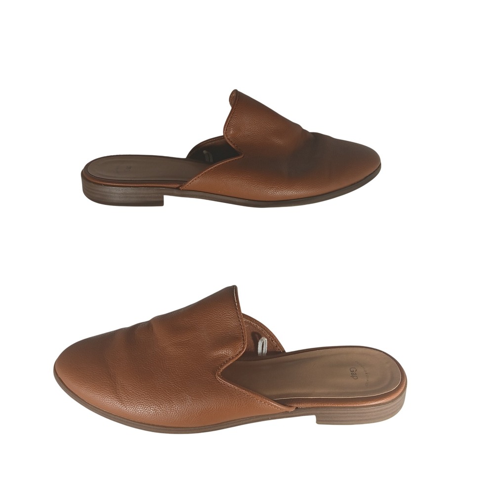 Gap Mule Slide Flats Size 10 Cognac Brown‎ Minimalist Slip On Office Casual Chic